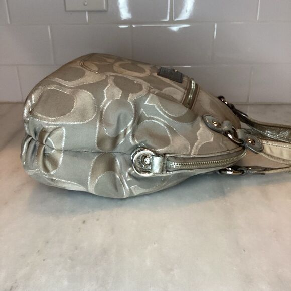 Coach Tan Signature Lurex Logo Satchel - Picture 9 of 14